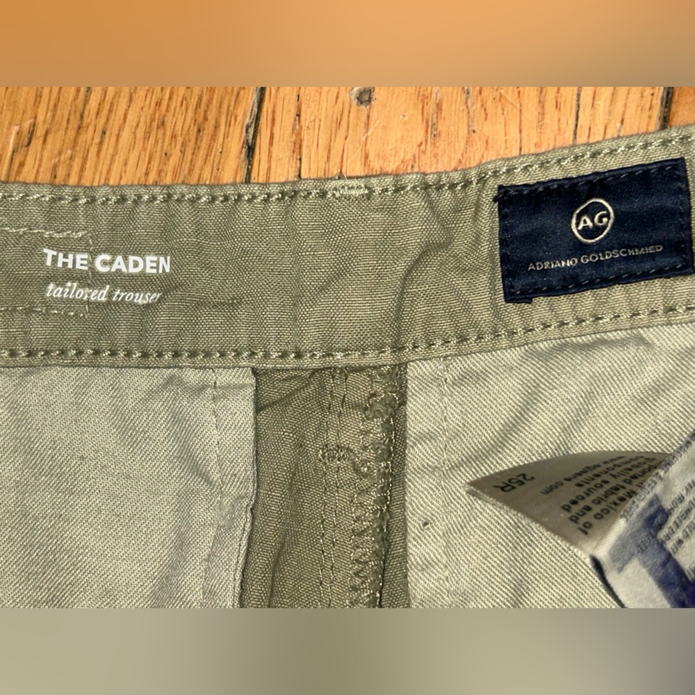 Ag Adriano Goldschmied Womens Olive Green Caden Tailored Trouser Chino Pants 25R - Picture 8 of 10